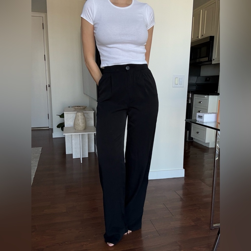 Ba&sh High-Rise Black Wide-Leg trousers